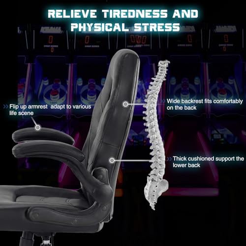 DUMOS Computer Gaming Chair, Home Office Desk Chair, PU Leather