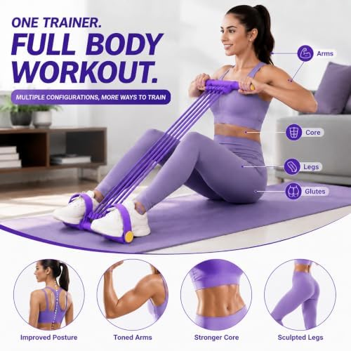 10-Tube Pedal Resistance Band, Modular Resistance Trainer with Handles