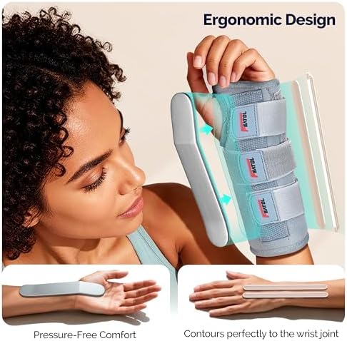 FEATOL 2 Pack Wrist Brace for Carpal Tunnel Relief, Adjustable Wrist Support Brace with Metal Splints Both Hands , Hand Support for Arthritis, Tendonitis, Sprain, Injuries, Wrist Pain, Right and Left (2 Pack (R and L)-Gray, Medium/Large (Pack of 1))