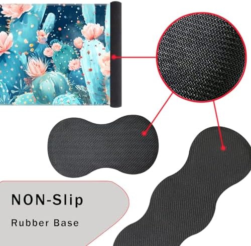 Keyboard Wrist Rest and Mouse Pad with Wrist Support Set Ergonomic Coaster,Memory Foam,Easy Typing Pain Relief,Large XL Desk Mat 31.5"x 11.8",Cute Cactus