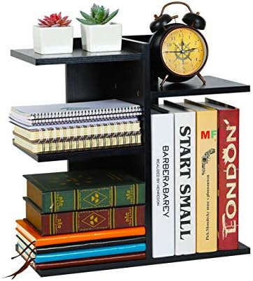 PAG-Mass Desktop Bookshelf Freestanding Wooden Countertop Bookcase Accessories Organizer Display Rack Dorm Desk Storage Shelf
