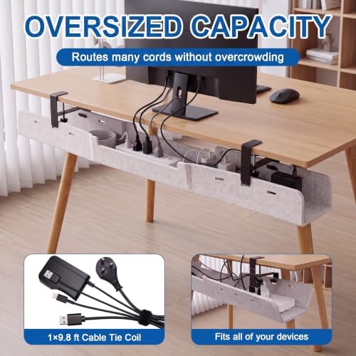 Chumia Under Desk Cable Management Tray No Drill, Beige, 36 Inch