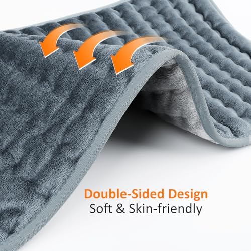 Heating pad for Back/Shoulder/Neck/Abdomen, Heating Pads with 6 Fast Heating Settings, Auto-Off, Machine Wash, Birthday Gifts for Women Mom Men Dad, Extra Large 12"x24", Iron