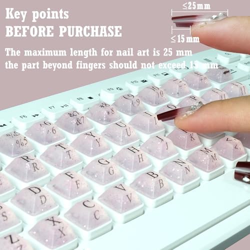 80 Pcs Long Nails Raised Keyboard Stickers for Typing & Gaming Gap Expander