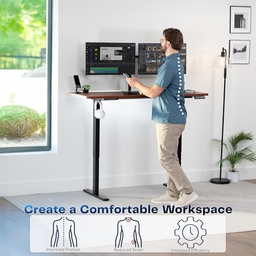 VIVO Dark Walnut 60 x 24 in Standing Desk, DESK-KIT-1B6D