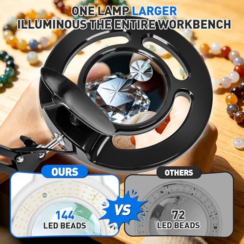 KIRKAS Magnifying Glass with Light, 2,200 Lumens Magnifying Lamp 12X 30X
