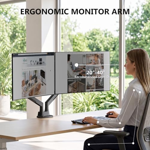 WALI Adjustable Dual Monitor Arm for 13-43 inch Screens, 22 lbs per Arm