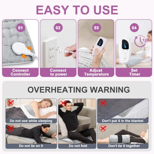 Heating Pad,Electric Heating Pads,Heating Pad for Back,Gray,24x20 Inch