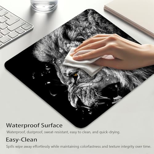 Majestic Roar of a Lion Mouse Pad, Cute Black and Grey Durable Desk Mat