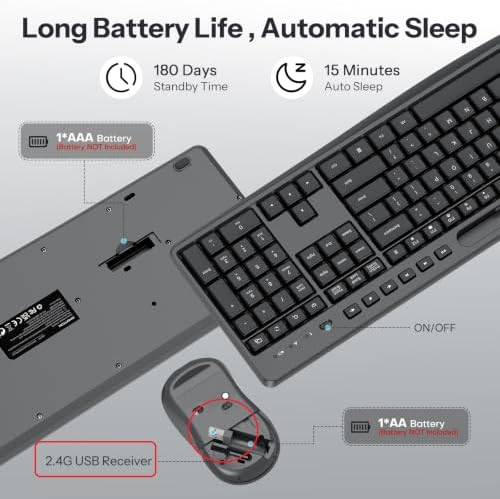 OMOTON Wireless Keyboard and Mouse Combo,2.4G USB Receiver & Phone Holder