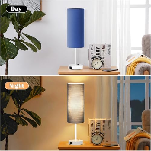 ZJOJO 18" Bedside Lamp for Bedroom Set of 2 Dimmable Table Lamp, AC Outlet