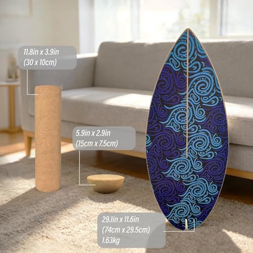 2026 NEW｜29" Surf Balance Board for Kids & Adults｜MAX. 350lbs Balance Boards with Cork Roller & Half Ball｜0.6" Wobble Board Trainer from Beginner to Advanced｜Wooden Slack Board