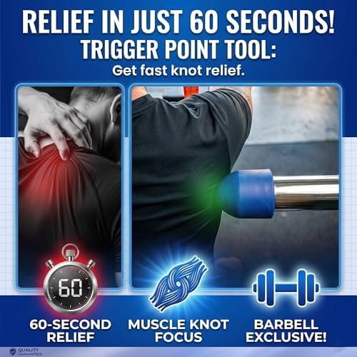 Muscle Trigger Silicone Barbell-Mounted Trigger Point Massage Tool for Back, Neck, Shoulders, Feet & Plantar Fasciitis Relief, Myofascial Release and Deep Tissue Muscle Recovery for Home and Gym
