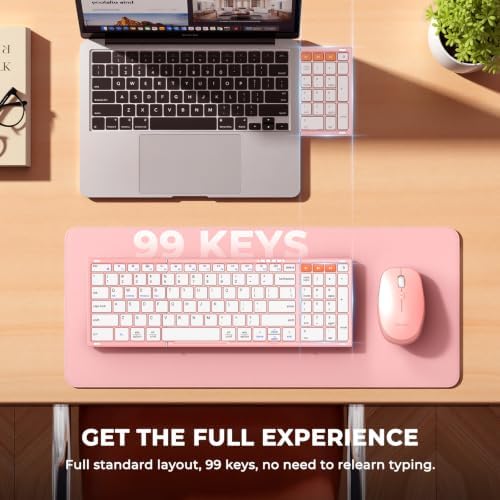 MEETION Foldable Bluetooth Keyboard and Mouse, Portable Combo Pink