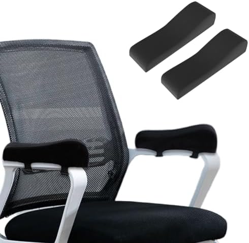 2 Pack Office Chair Armrest Pads Covers,Arm Rest Pad with Memory Foam Elbow Pillow for Forearm Pressure Relief, Arm Rest Covers for Office Chairs, Wheelchair, Comfy Gaming Chair (Black)