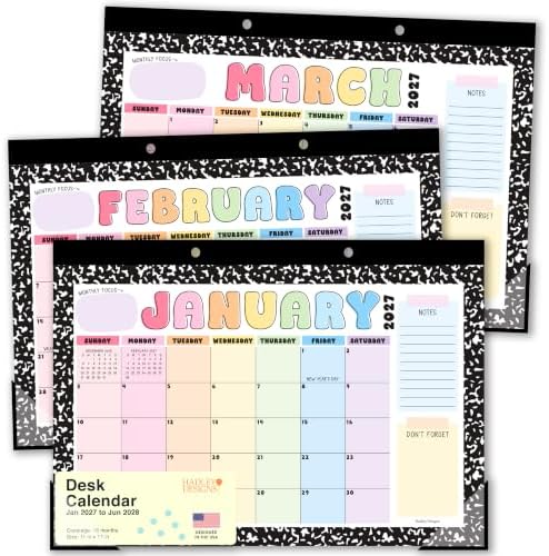 Large Desk Calendar 2027 - Desktop Calendar 2027-2028