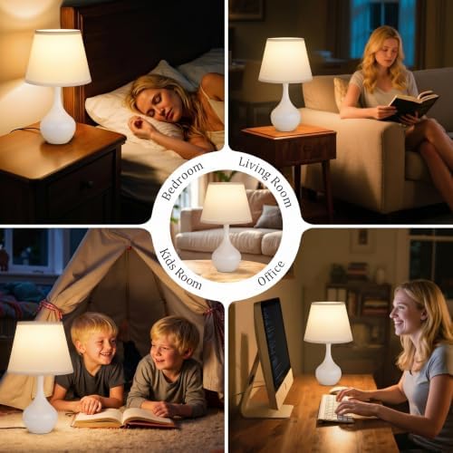 16.1" Touch Table Lamp for Nightstand, 3 Way Dimmable Small Bedroom Lamp