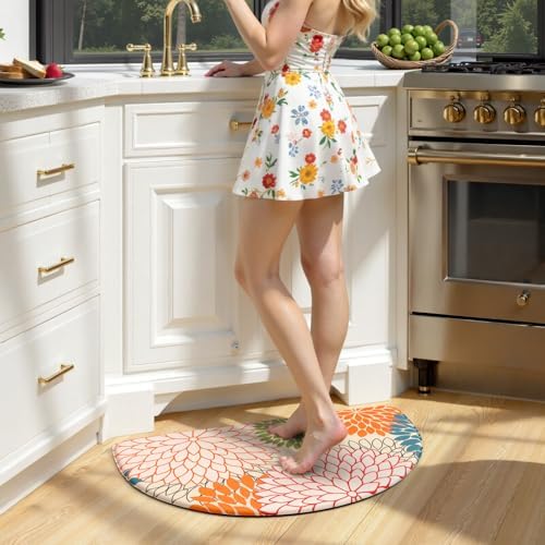 KIMODE Half Circle Kitchen Mats for Floor Cushioned Anti Fatigue Semi Round