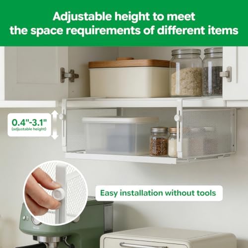White C-Clamp Under Desk Adjustable Carbon Steel Storage Organizer