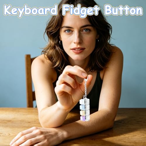 2 PCS Keyboard Fidget Toy, Double Layer Keycap Keyboard Fidget Keychain 4-in-1 Keyboard Decompression Button Finger Clicker Toys , Portable Tactile Button Sensory Toys Stress Relief Gifts（Four Colors）