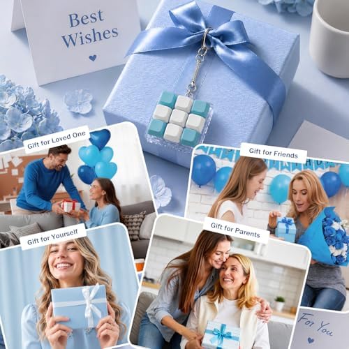 Keyboard Fidget Toy, Creamy Fidget Clicker Keyboard Fidget Keychain, Button Fidget Gifts for Adults, Boost Focus & Ease Anxiety Anywhere — Perfect Stress-Relief Gift (3×3 Grid Layout H)