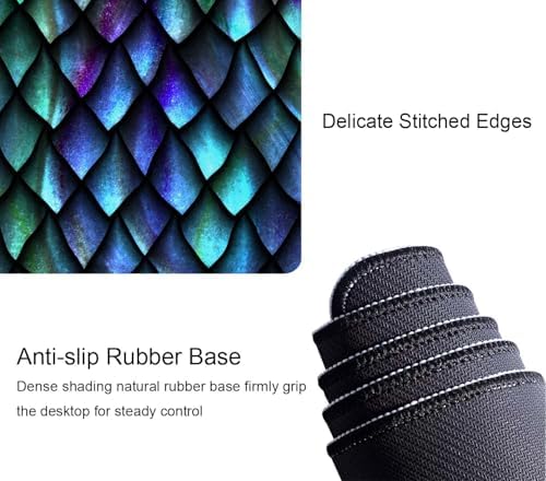 Dragon Scales Large Gaming Mouse Pad for Desk, Desk Mat with Seamed Edges, Waterproof Desk Pad, Non-Slip Rubber Base, 31.5x11.8 Inch Keyboard Pad Computer Mat, Big XL Mousepad