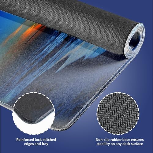 Sunset Glow Over The Blue Ocean Large Mouse Pad, Sea Wave Scene Desk Mat