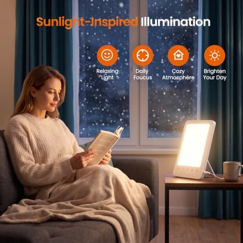 LASTAR 10000 Lux Full Spectrum Sun Lamp, UV-Free Natural Daylight Lamp for Home Office, 4 Color Temperatures (3000K-6500K), 5 Brightness Levels, 4 Timer Settings, Desk or Wall Mount Sunlight Lamp