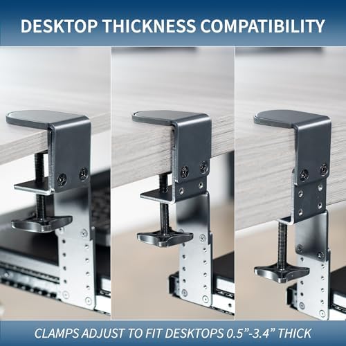 VIVO Black Clamp-on 27x11 in Keyboard Tray, Storage Drawer, MOUNT-KB05HB-DR