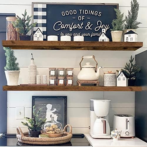 QEEIG Extra Long Floating Shelves for Wall (Brown, Set of 2, 47.2")