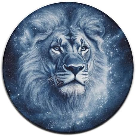 Home Decor Non Slip Kitchen Office Circle Rug, Machine Washable Modern Round Area Rug, Room Sofa Yoga Soft Round Carpet Cool Lion Face, 24inch