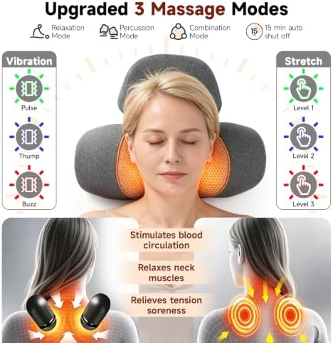 3-in-1 Neck Massager Pillow with Heat, Vibration & Cervical Traction