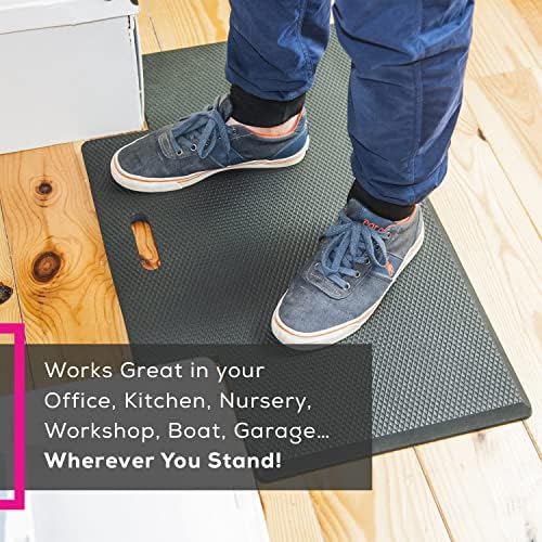 Quality Clever Anti-Fatigue Standing Desk Mat with Gel Memory Foam, 29.5 Inches Wide - Orthopedic Comfort for Home, Office, Kitchen Floor & Workshops - Cutout Design + Beveled Edges & Non-Slip Back