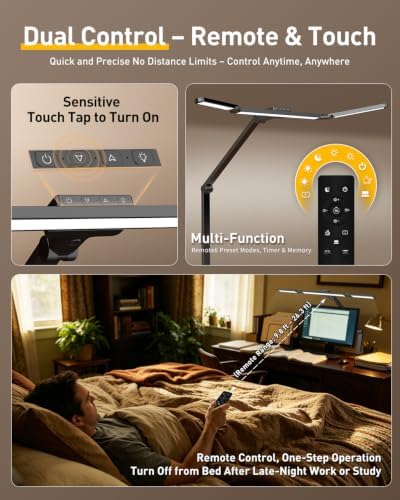 GUARDKING Adjustable LED Desk Lamp for Home Office with Clamp& Dual Control