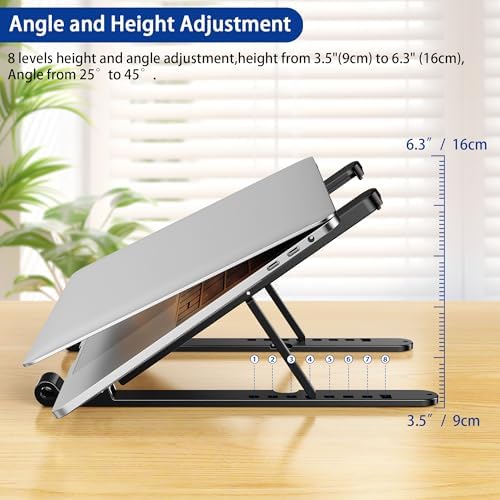 BESIGN LS01 Pro Ergonomic Laptop Stand, Plastic Laptop Riser, Portable and Adjustable Notebook Computer Holder Compatible with 10-14" Laptops (Black)