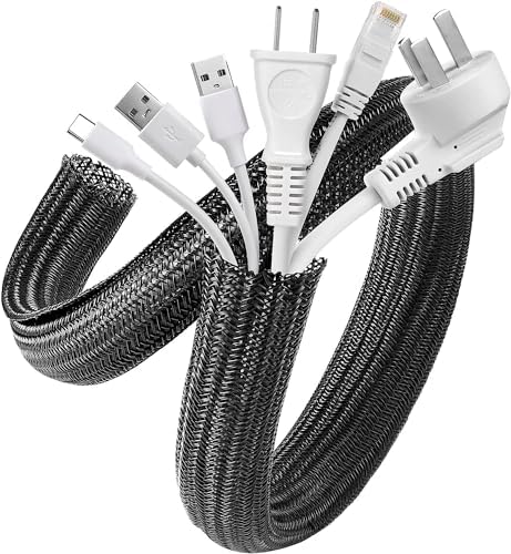 AGPTEK Cable Sleeve, 6.6ft - 1.2 inch Cable Management Cord Hider, Black