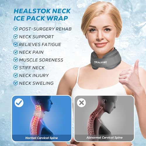 Neck Ice Pack Wrap, Reusable Cold/Hot Gel for Neck Pain, Grey