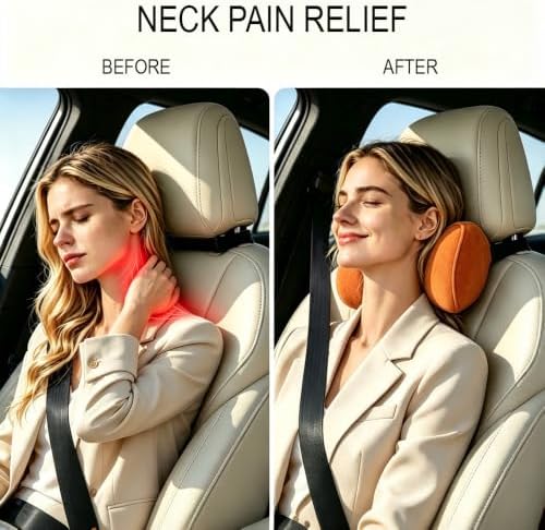 Neck Support Pillow for Car Recliner Neck Pain Relief Pillow Orange