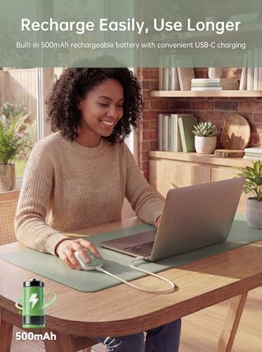 hunart H6 49g Wireless Mouse, Bluetooth & 2.4GHz, Rechargeable, Green