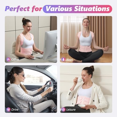 Posture Corrector for Women and Men, Adjustable Shoulder Straightener with Full Back Support, Relief for Lower & Upper Back Pain, Spine, Scoliosis Relief (Pink, Medium)