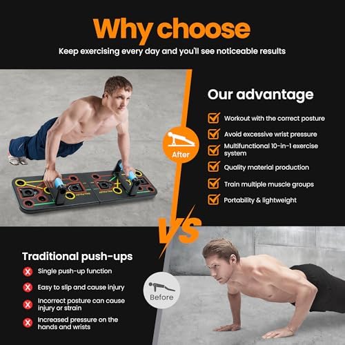 Push Up Board Fitness, Portable Dismountable 17 in 1 Push Up Bar at Home Gym, Multi-functional Pushup Stands Professional Strength Training Equipment For Man and Women
