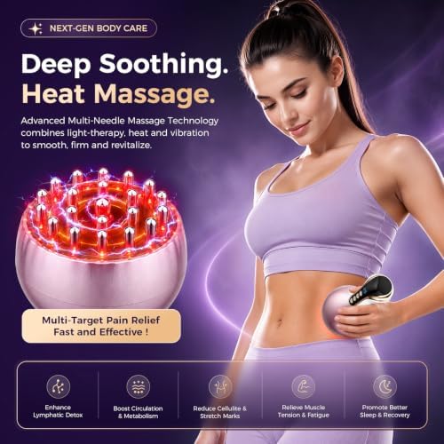 Lymphatic Drainage Massager & Anti Cellulite Massage Tool,Helps Reduce Stretch Marks & Cellulite，for Belly, Arms & Legs,Body Sculpting Machine with Microcurrent, Light, Heat & Vibration