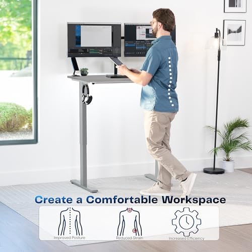 VIVO Dark Gray 43 x 24 in Standing Desk, DESK-KIT-1G4G