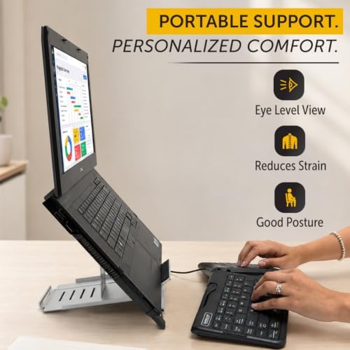 Goldtouch Go! Travel Laptop and Tablet Stand, Aluminum Laptop Riser