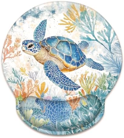 Colored Mouse Pad for Desk with Wrist Rest,Desk Accessories,Turtle