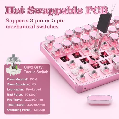 YUNZII QL108 Typewriter Mechanical Gaming Keyboard, Pink