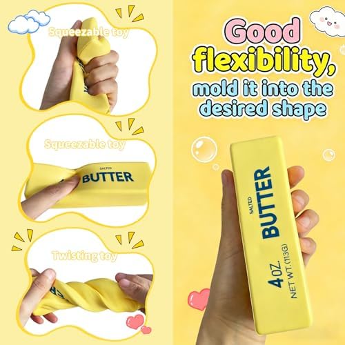 Slow Rising Squishy Butter Squeeze Toys Pack Sensory Stress Relief Squishies Soft & Stretchy Fidget Toys for Anxiety Relief Party Favors Squishy Butter (1pc)