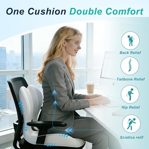 Seat Cushion for Office Chair, Ergonomic Cushion with Lumbar Support Pillow