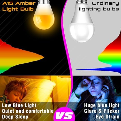 Amber Sleep Light Bulbs, Warm Night Light Bulb 1800K, Orange Light Bulbs