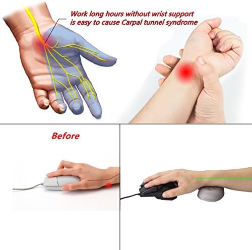 BRILA Ergonomic Memory Foam Mouse Wrist Rest Support Pad Cushion for Computer, Laptop, Office Work, PC Gaming - Massage Holes Design - Wrist Pain Relief (Grey Mouse Wrist Rest)